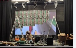 Completed LED screen on stage showing content