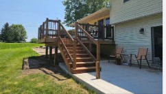 Wide view of finished deck and stairs